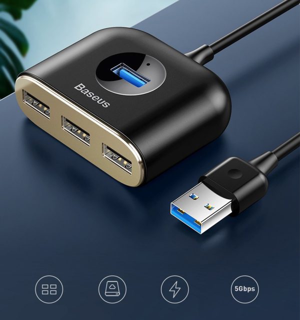 Adaptera adaptera centrs 4W1 USB USB3.0 adapteris USB3.0*1+USB2.0*3 1M Black