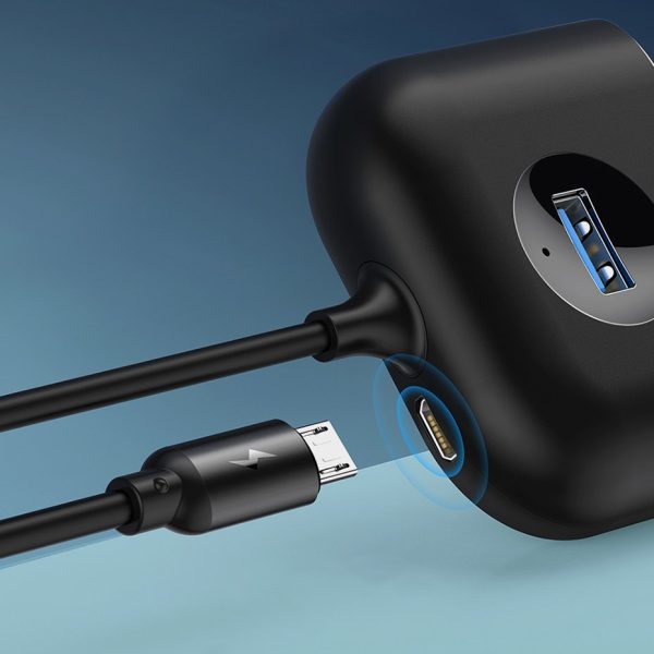 Adaptera adaptera centrs 4W1 USB USB3.0 adapteris USB3.0*1+USB2.0*3 1M Black