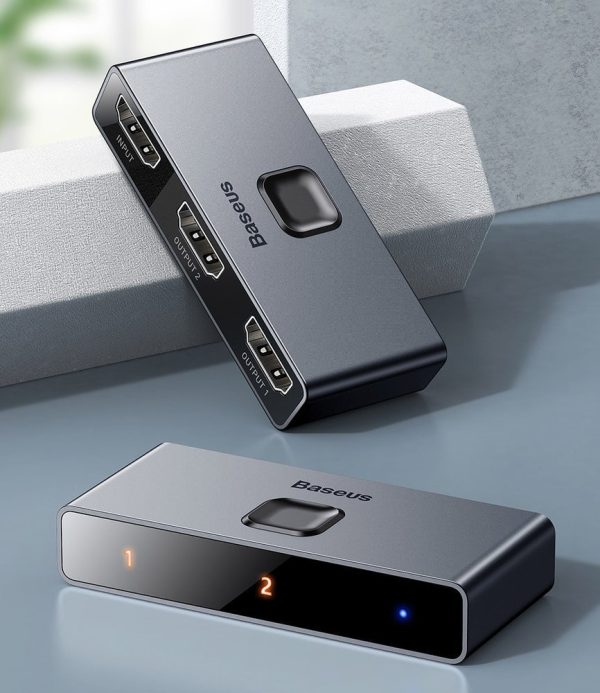 Slēdzis sadalītāja slēdzis HDMI 2X HDMI 4K 30 Hz divu ceļu pelēks