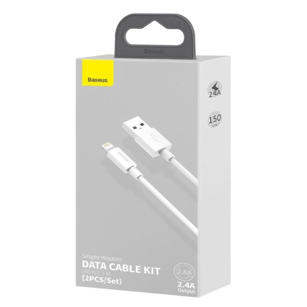 2x USB kabeļa iPhone zibens ātra uzlādes barošanas piegāde 1,5 m baltā krāsā