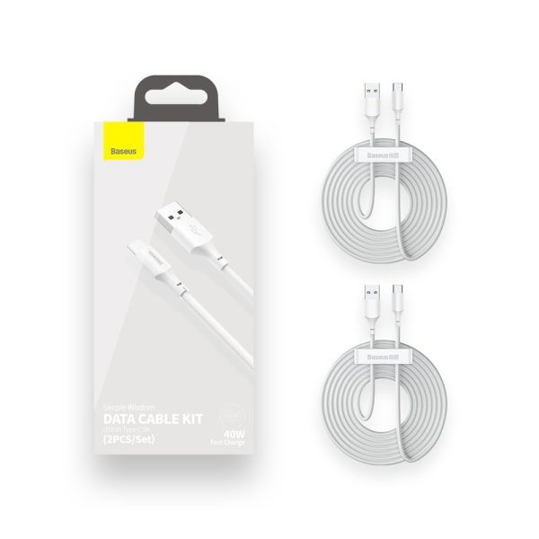 2x USB-C USB-C kabeļa ātras piegādes ātruma lādiņš 40 W 5 A 1,5 m balts