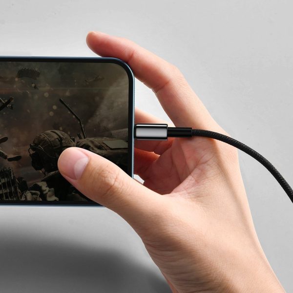 Spēcīgs kabeļa kabelis USB bremžu iPhone Lightning 2,4 A 2 m melnā krāsā