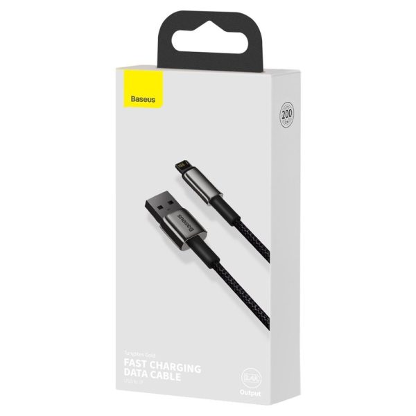 Spēcīgs kabeļa kabelis USB bremžu iPhone Lightning 2,4 A 2 m melnā krāsā