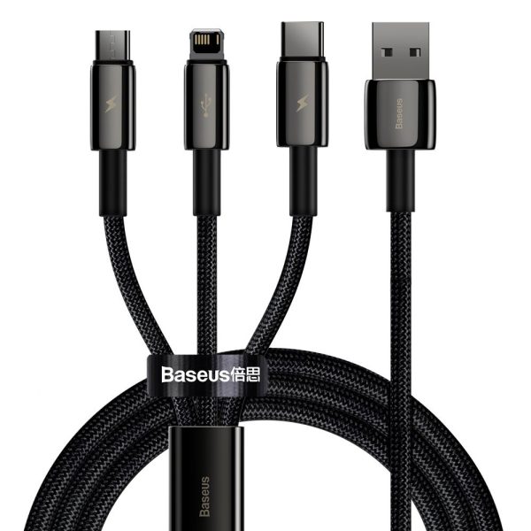 Kabelis 3in1 USB kabelis USB-C iPhone zibens microusb 3