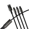 Kabelis 3in1 USB kabelis USB-C iPhone zibens microusb 3,5 un 1,5 m melns