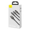 Kabelis 3in1 USB kabelis USB-C iPhone zibens microusb 3,5 un 1,5 m melns