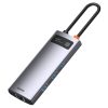 Daudzfunkcionāls 6in1 USB USB-C PD HDMI 3X USB 3.2 RJ45 pelēks