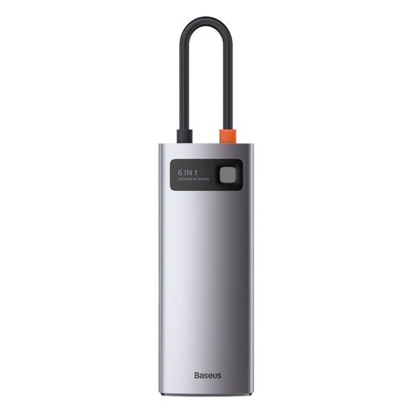 Daudzfunkcionāls 6in1 USB USB-C PD HDMI 3X USB 3.2 RJ45 pelēks