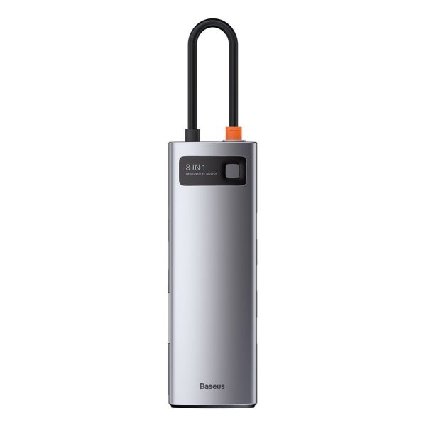 Daudzfunkcionāls 8W1 USB USB-C PD 100W HDMI SD karšu lasītājs un MicroSD 3X USB 3.2 RJ45 pelēks