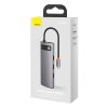 Daudzfunkcionāls 8W1 USB USB-C PD 100W HDMI SD karšu lasītājs un MicroSD 3X USB 3.2 RJ45 pelēks