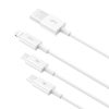 Superior 3in1 USB kabeļa iPhone zibens USB-C microUSB 3,5 un 1,5 m balts