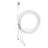 Superior 3in1 USB kabeļa iPhone zibens USB-C microUSB 3,5 un 1,5 m balts
