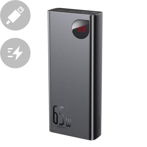 Adaman PowerBank 2X USB 1X USB-C 1X MicroUSB 20000MAH 65W Quick Charge Black