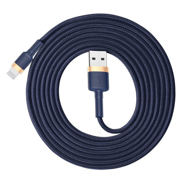 Izturīgs neilona kabeļa USB kabelis iPhone Lightning QC3.0 1,5A 2m zilā krāsā