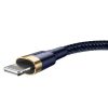 Izturīgs neilona kabeļa USB kabelis iPhone Lightning QC3.0 1,5A 2m zilā krāsā