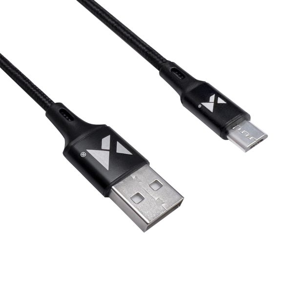 Spēcīgs kabeļa kabelis USB microUSB 2,4A 1m melns