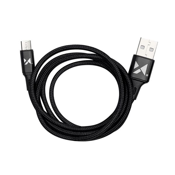 Spēcīgs kabeļa kabelis USB microUSB 2,4A 1m melns