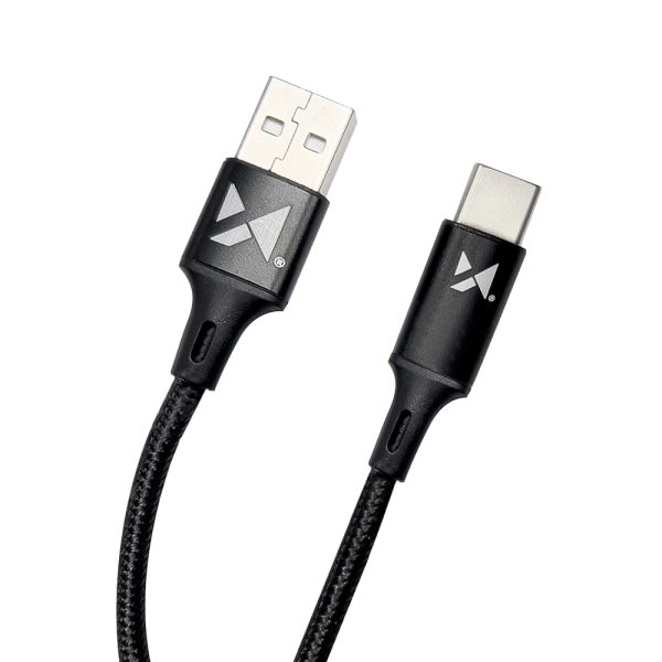 Spēcīgs kabelis USB USB-C 2,4A 2M melnais kabelis