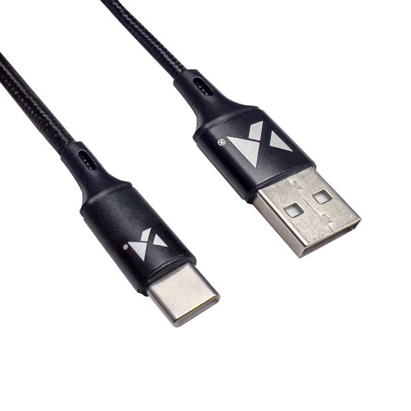 Spēcīgs kabelis USB USB-C 2,4A 2M melnais kabelis