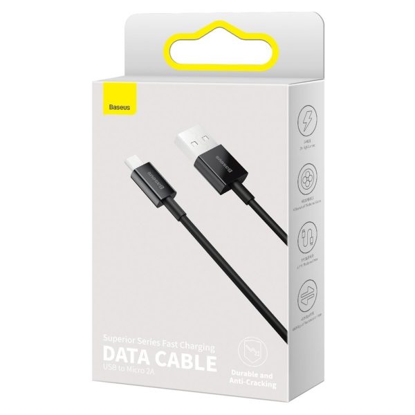 Superior Cable USB microUSB kabelis ātrai uzlādēšanai 2A 1M melnā krāsā