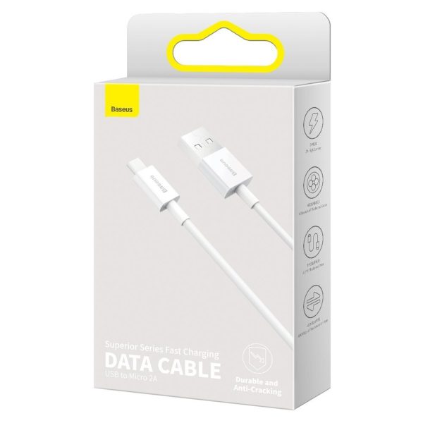 Superior Cable USB microUSB kabelis ātrai uzlādēšanai 2A 1M balts