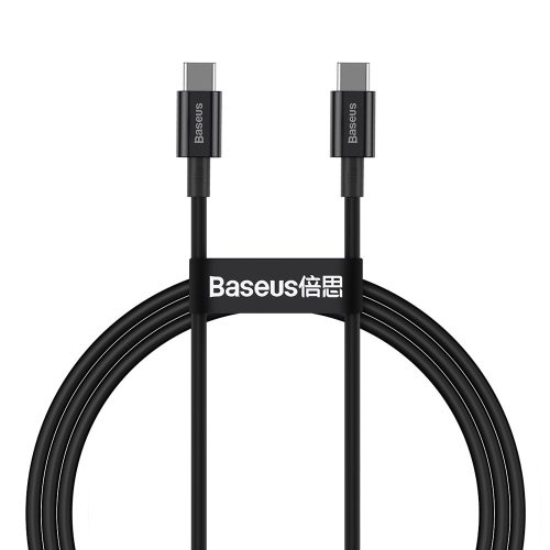 Superior Cable USB-C USB-C Quick Charge FCP 100W 5A 20V 1M melns kabelis