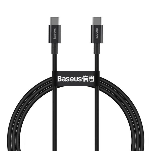 Superior Cable USB-C USB-C Quick Charge FCP 100W 5A 20V 1M melns kabelis
