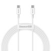 Superior Cable USB-C USB-C Quick Charge FCP 100W 5A 20V 2m balts kabelis