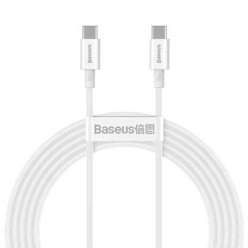 Superior Cable USB-C USB-C Quick Charge FCP 100W 5A 20V 2m balts kabelis