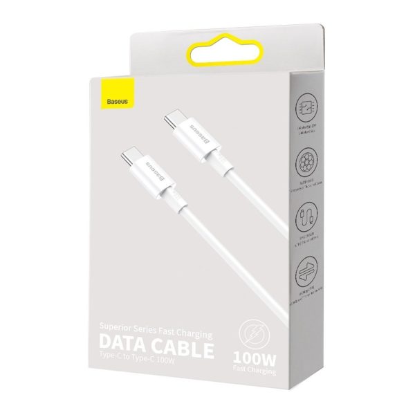 Superior Cable USB-C USB-C Quick Charge FCP 100W 5A 20V 2m balts kabelis