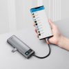 Daudzfunkcionālais centrs 9W1 USB-C 3XUSB 3.2 PD VGA Full HD HDMI 4K TF un SD RJ45 karšu lasītājs pelēks