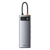 Daudzfunkcionālais centrs 9W1 USB-C 3XUSB 3.2 PD VGA Full HD HDMI 4K TF un SD RJ45 karšu lasītājs pelēks