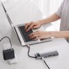 Daudzfunkcionālais centrs 9W1 USB-C 3XUSB 3.2 PD VGA Full HD HDMI 4K TF un SD RJ45 karšu lasītājs pelēks