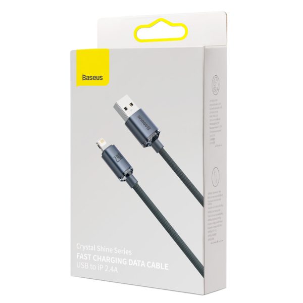 Kabelis Kabelis ātrai uzlādēšanai un datiem pārsūtiet USB iPhone Lightning 2,4A 1,2m melnu melnu