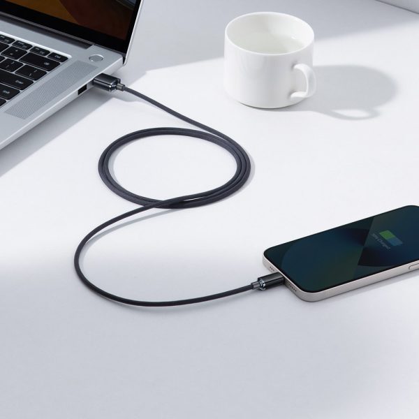 Kabelis Kabelis ātrai uzlādēšanai un datiem pārsūtiet USB iPhone Lightning 2,4A 1,2m melnu melnu