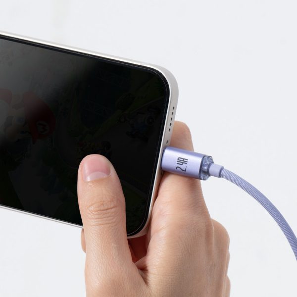Kabelis Ātra uzlāde un dati pārsūtiet USB iPhone zibens 2,4A 1,2 m purpursarkanā krāsā