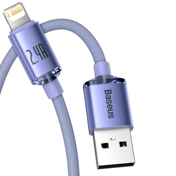 Kabelis Kabelis ātrai uzlādēšanai un datiem pārsūtiet USB iPhone Lightning 2,4A 2m Purple