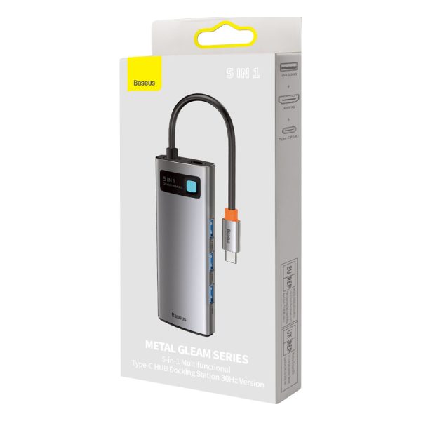 Daudzfunkcionāls USB rumbas 5W1 USB-C PD 100W HDMI pelēks