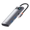 Daudzfunkcionāls USB Hub 7W1 tips C HDMI TF karšu lasītājs PD pelēks