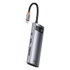 Daudzfunkcionāls USB Hub 7W1 tips C HDMI TF karšu lasītājs PD pelēks