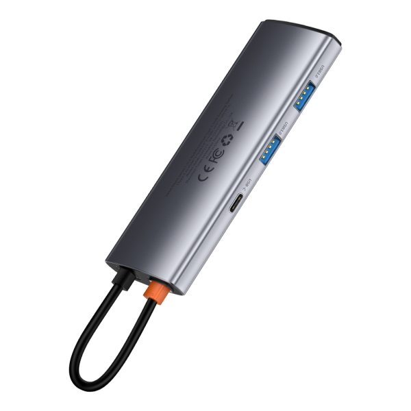 Daudzfunkcionāls USB Hub 7W1 tips C HDMI TF karšu lasītājs PD pelēks