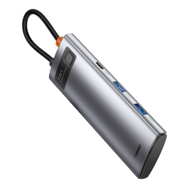 Daudzfunkcionāls USB Hub 7W1 tips C HDMI TF karšu lasītājs PD pelēks