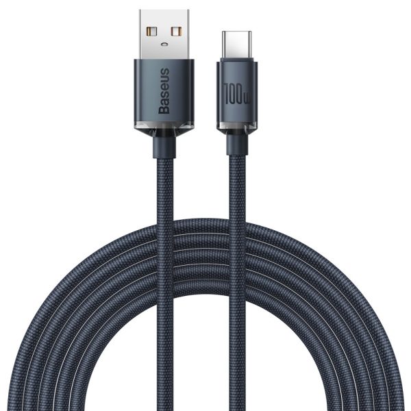 Kabelis Kabelis ātrai uzlādēšanai un USB-C 100W USB-C 2M melno datu pārsūtīšanai un pārsūtīšanai