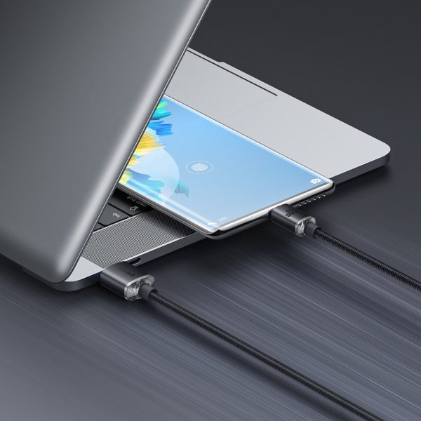 Kabelis Kabelis ātrai uzlādēšanai un USB-C 100W USB-C 2M melno datu pārsūtīšanai un pārsūtīšanai