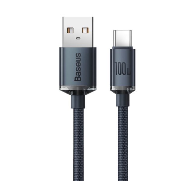 Kabelis Kabelis ātrai uzlādēšanai un USB-C 100W USB-C 2M melno datu pārsūtīšanai un pārsūtīšanai