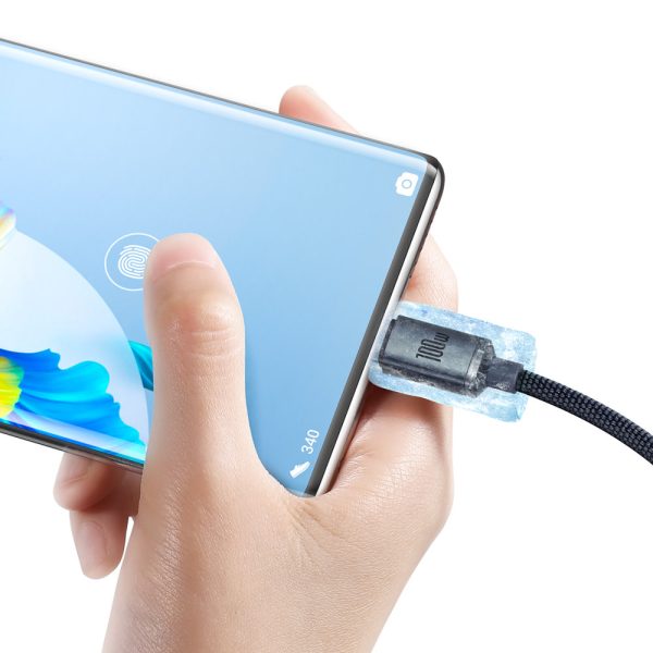 Kabelis Kabelis ātrai uzlādēšanai un USB-C 100W USB-C 2M melno datu pārsūtīšanai un pārsūtīšanai