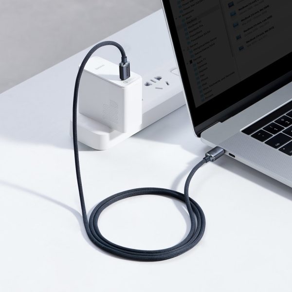 Kabelis Kabelis ātrai uzlādēšanai un datiem pārsūtiet USB-C USB-C 100W 1,2m melno melno