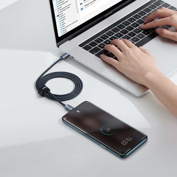 Kabelis Kabelis ātrai uzlādēšanai un datiem pārsūtiet USB-C USB-C 100W 1,2m melno melno