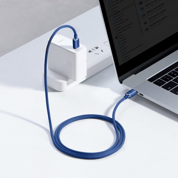 Kabelis Kabelis ātrai uzlādēšanai un datiem pārsūtiet USB-C USB-C 100W 1,2m zilu