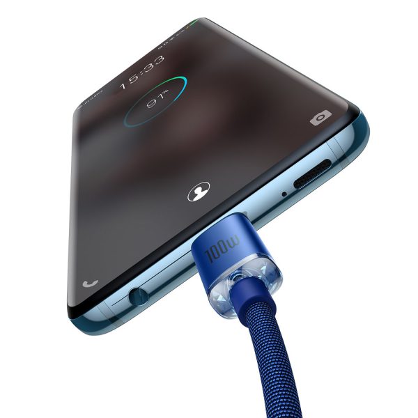 Kabelis Kabelis ātrai uzlādēšanai un datiem pārsūtiet USB-C USB-C 100W 1,2m zilu